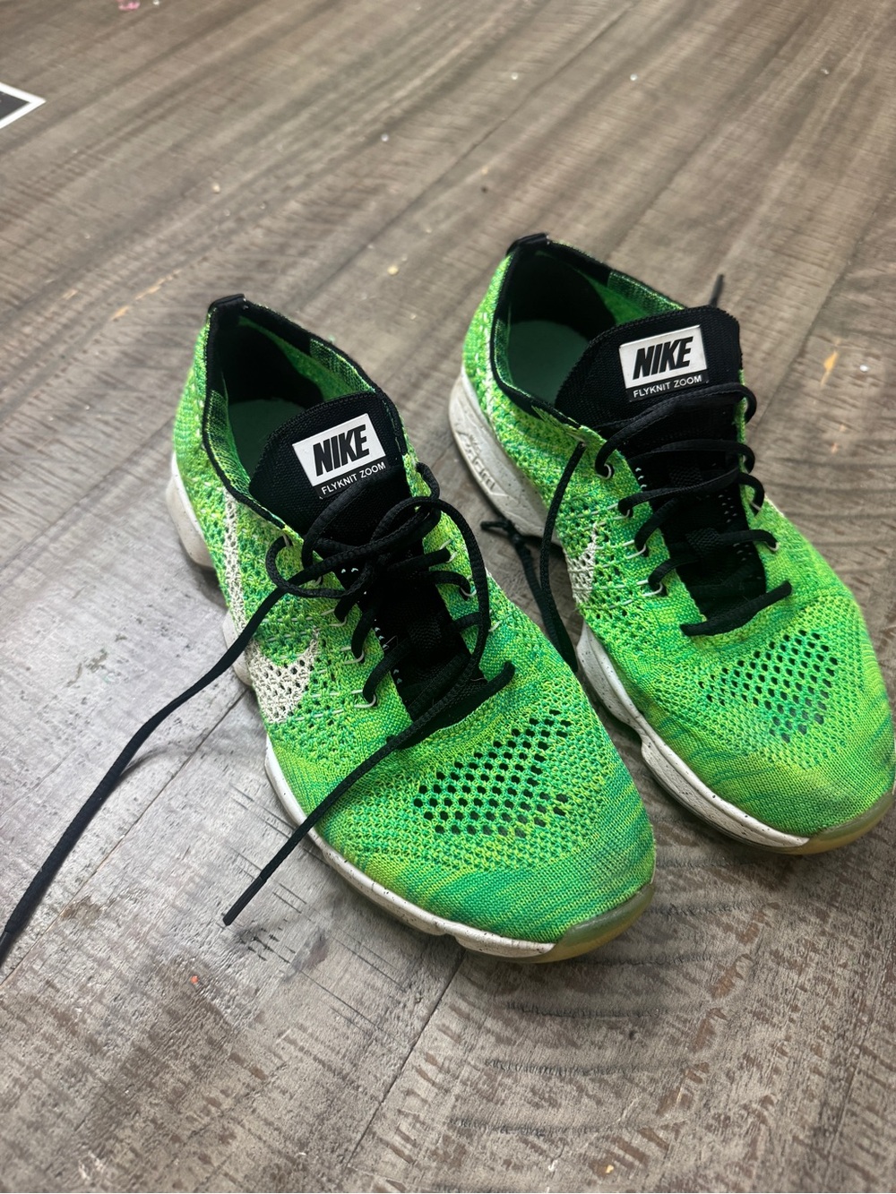 Nike Green and Black Flyknit Running Sneakers